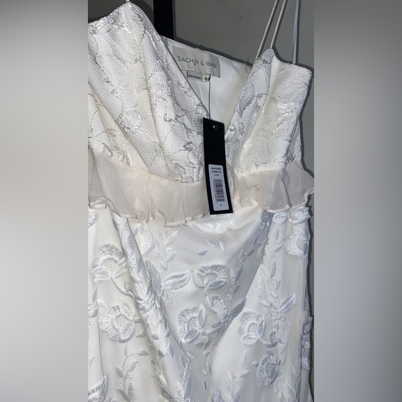 SACHIN & BABI Woman Milan Lace-Paneled Cutout Embroidered Tulle Midi Dress Ivory - Picture 9 of 12